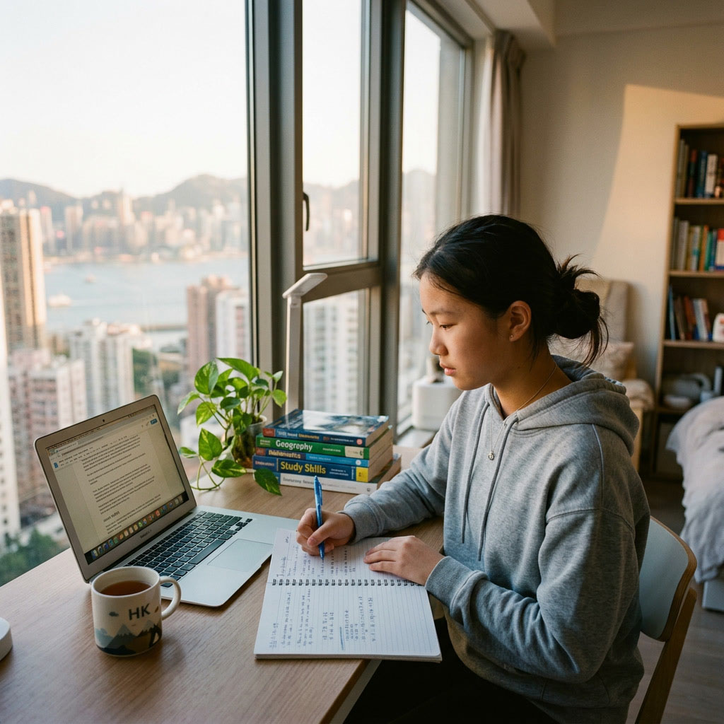 Child learning at home in Hong Kong