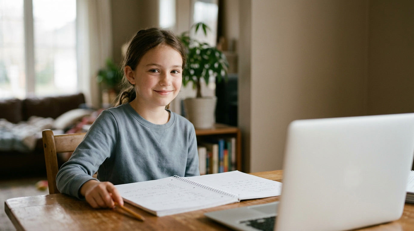 A CambriLearn student learning at home