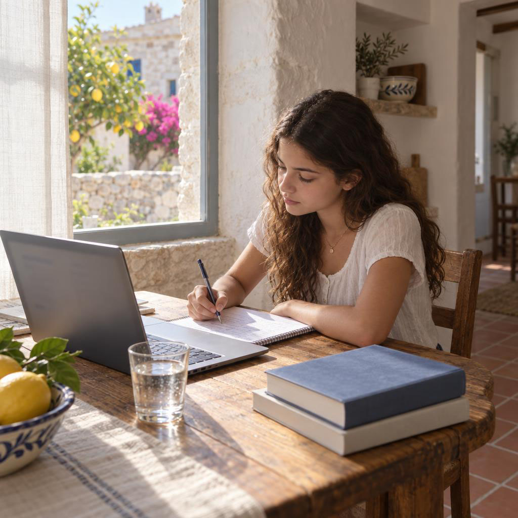 Student learning at home in Cyprus