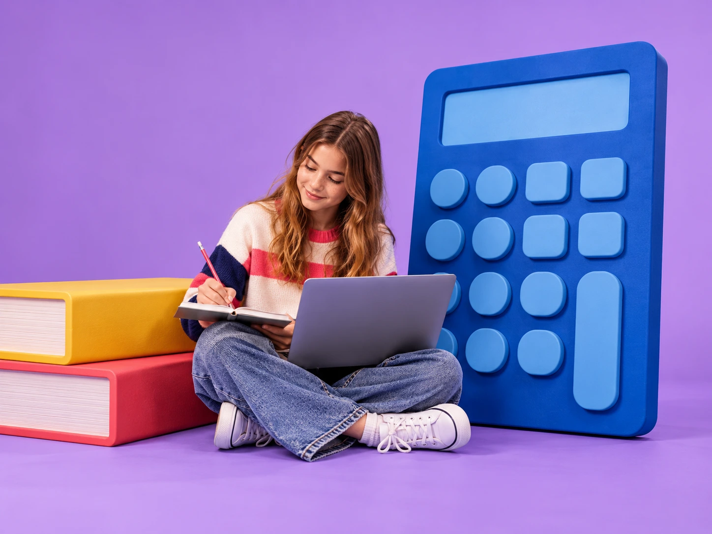 Middle School learner with oversized learning objects