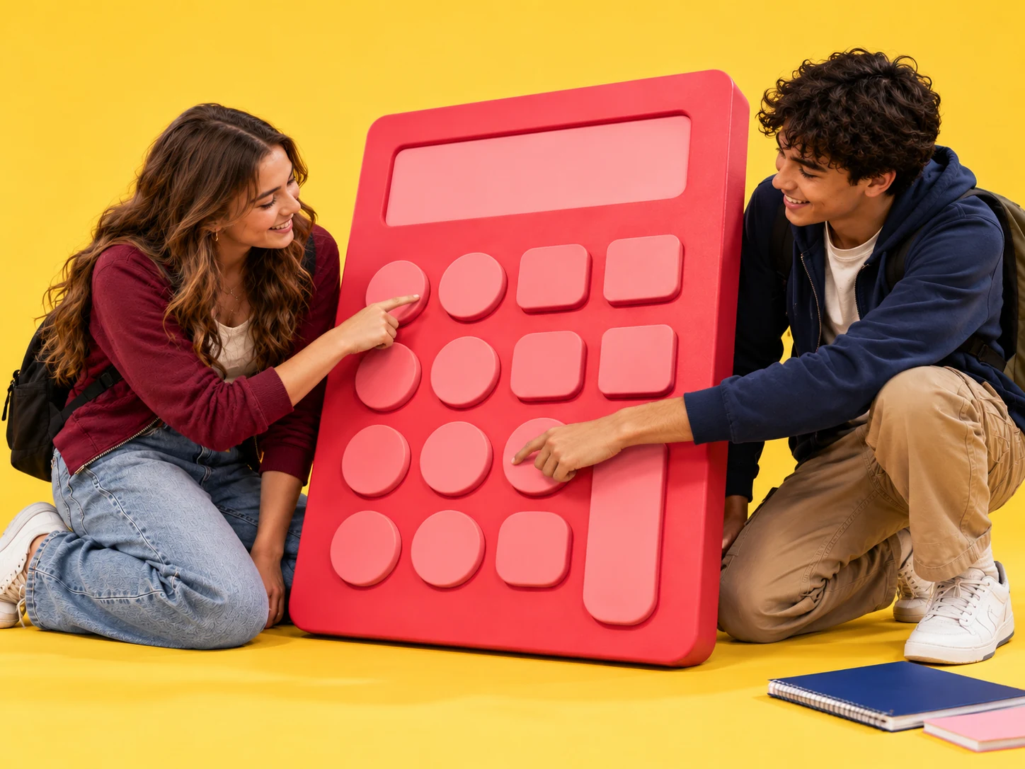 High School learners with an oversized calculator