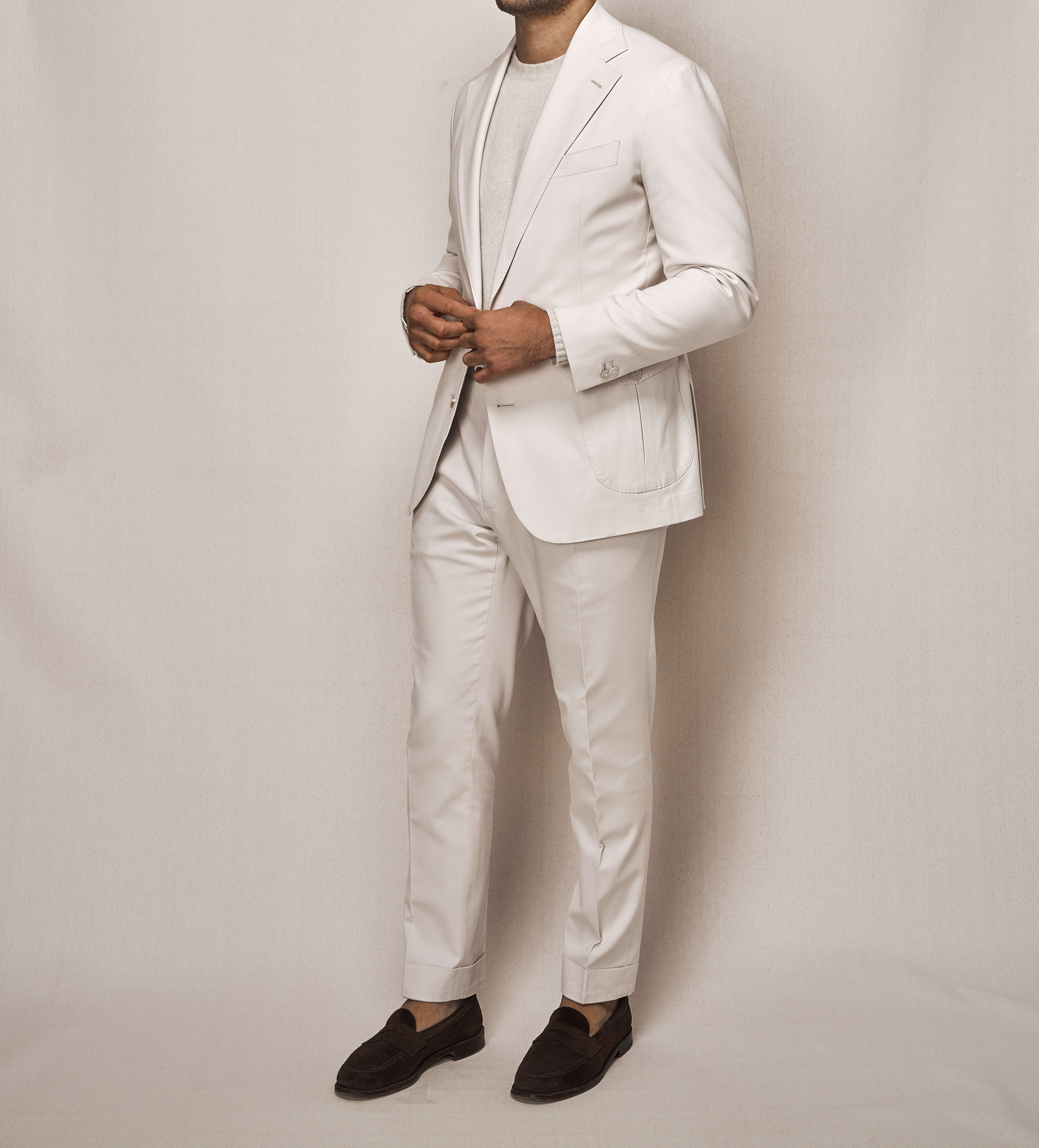 Cotton Stretch Sports Two Piece Suit | Off White 