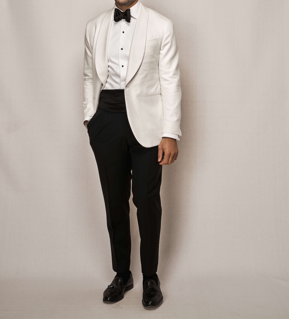 Wool Silk & Linen Dinner Jacket | Single Pleated Mohair Trouser
