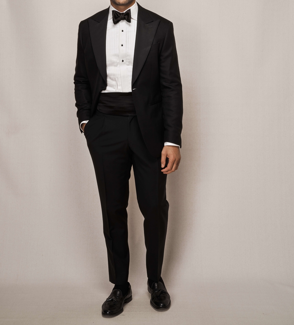 Silk Wool Hopsack Dinner Jacket | Single Pleated Mohair Trouser