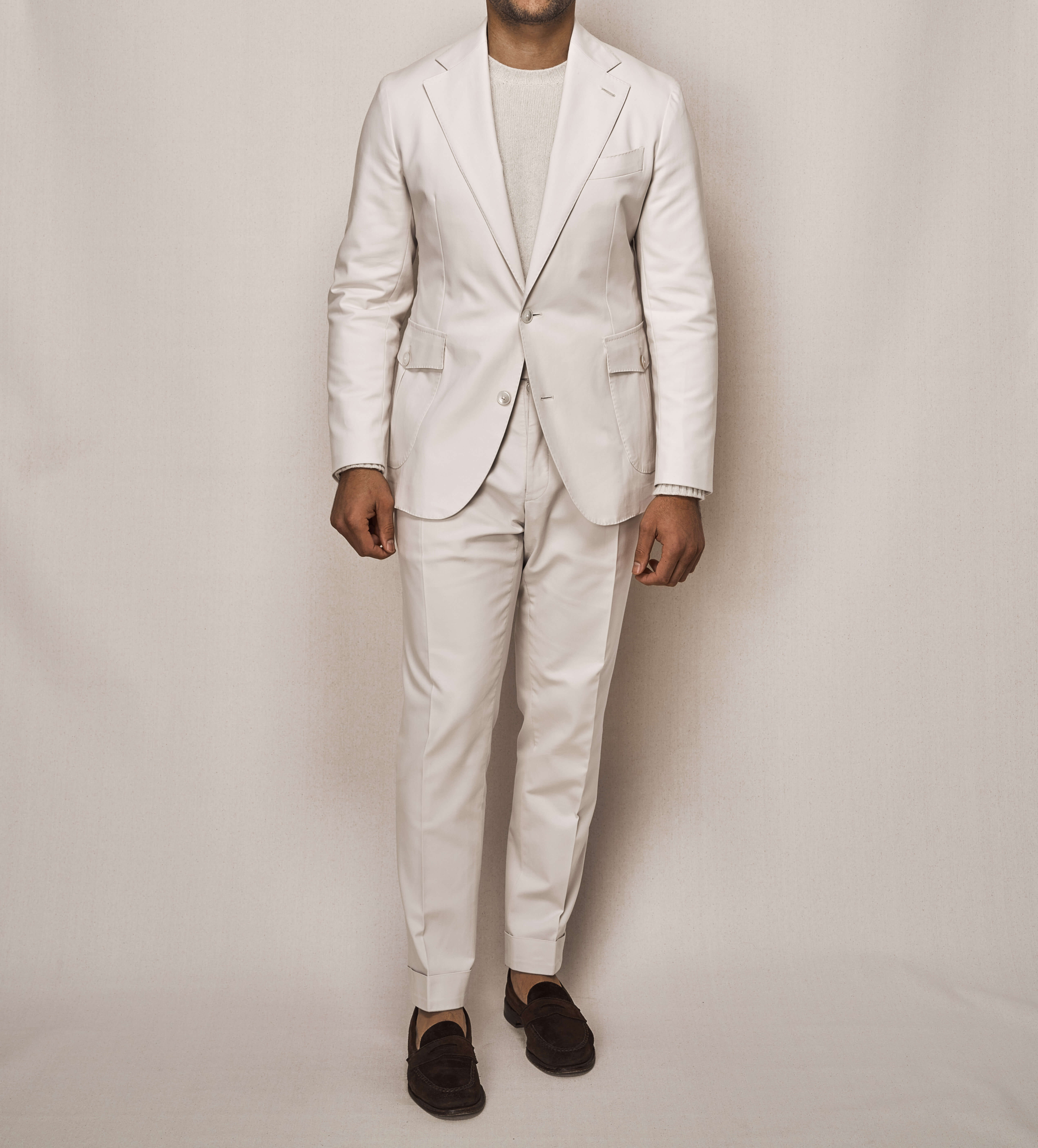 Cotton Stretch Sports Two Piece Suit | Off White 