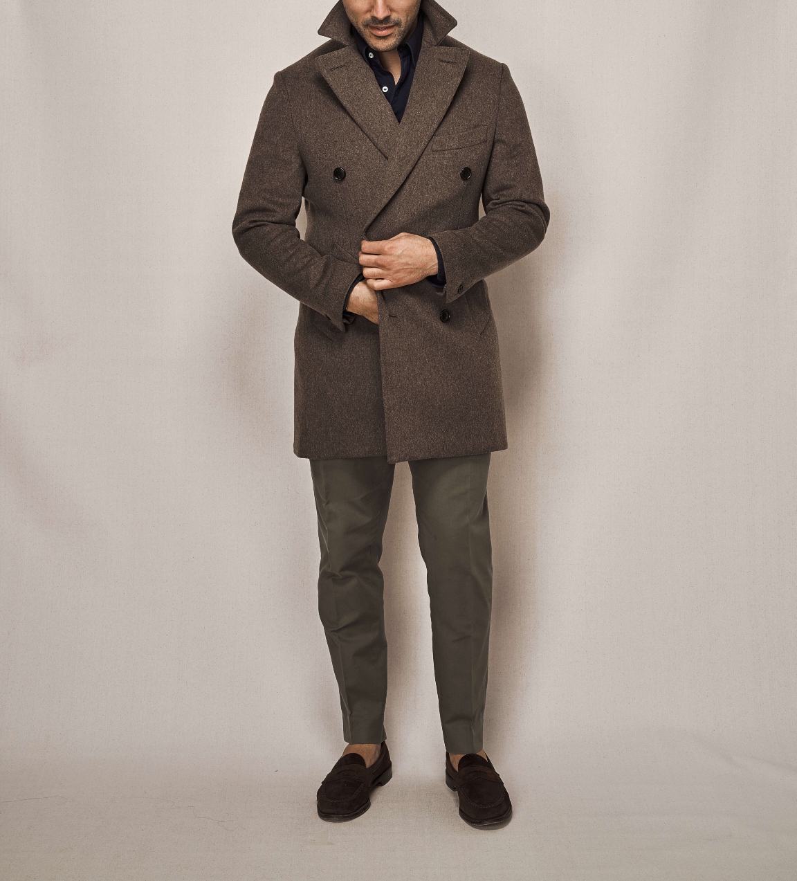 Double Breasted Overcoat | Cotton Stretch Trouser