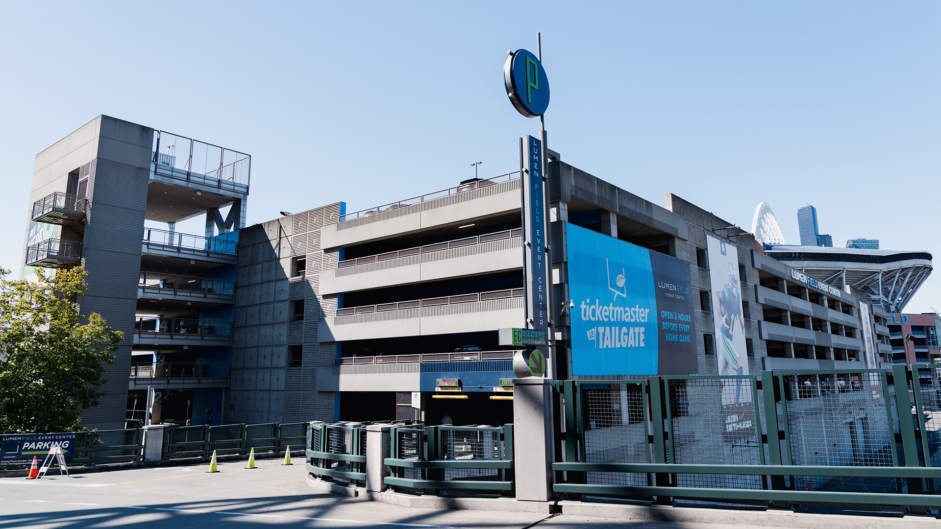 A parking garage at WAMU Theater