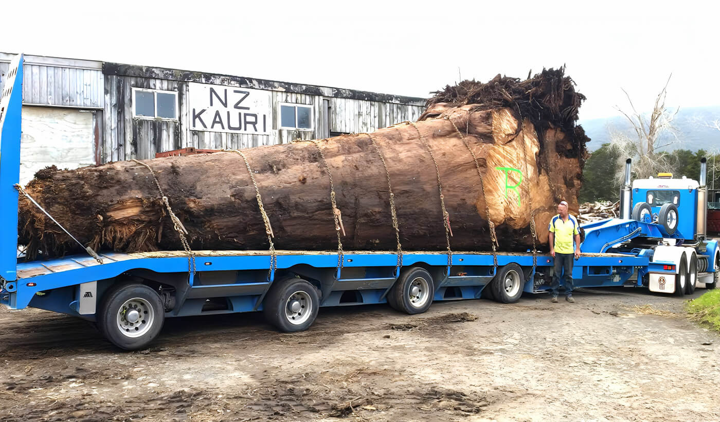 A massive 41,000-year-old kauri swamp tree in New Zealand, used to craft exceptional conference tables and one-of-a-kind pieces