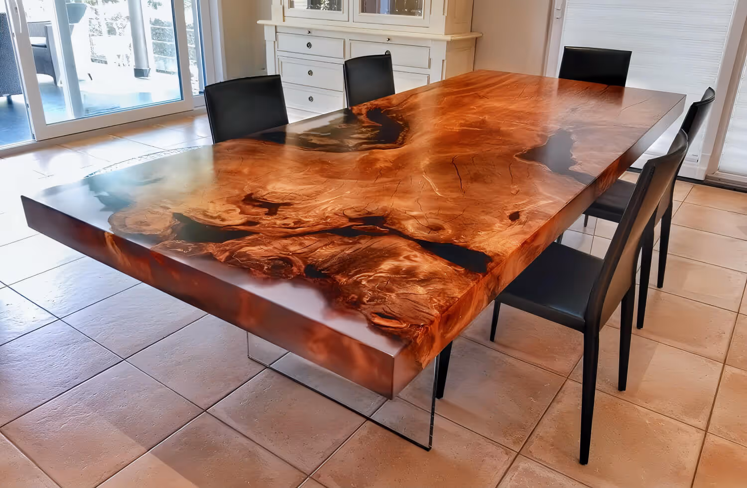A tangible asset investment in the form of a one-of-a-kind solid wood table and limited-edition furniture crafted from rare, millennia-old kauri wood, accompanied by a valuable certificate