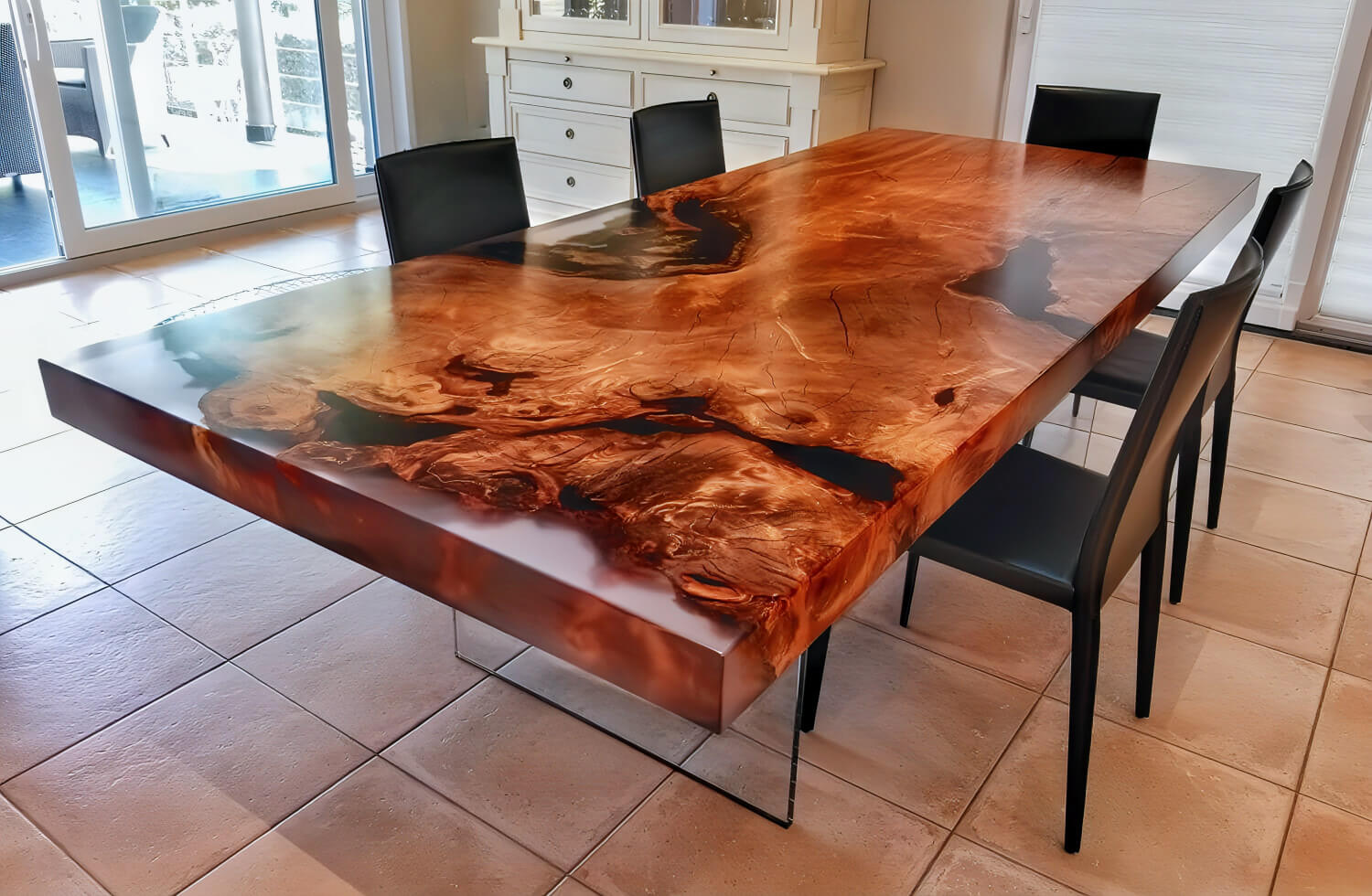 A tangible asset investment in the form of a one-of-a-kind table and a limited-edition piece of furniture crafted from rare, millennia-old kauri wood, accompanied by a certificate of authenticity