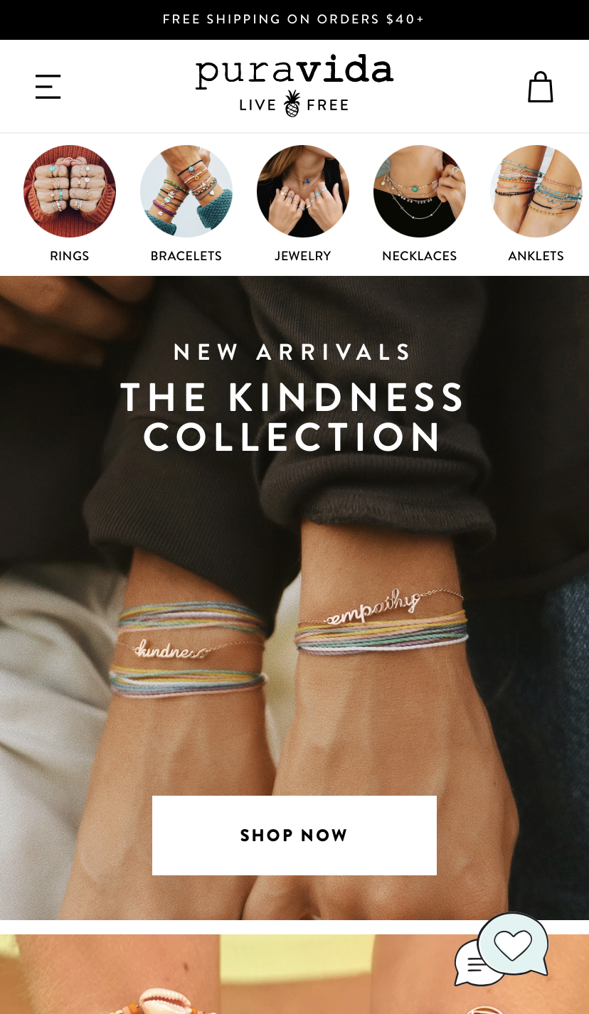 Pura Vida Mobile Site screenshot