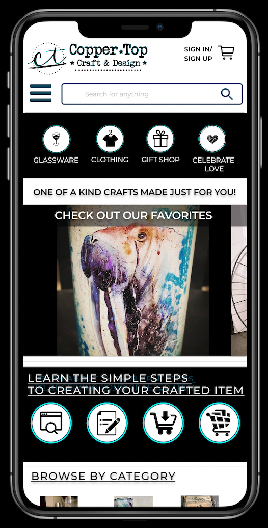 Final Home page view of prototype