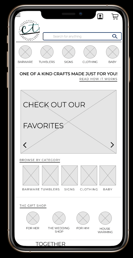 Wireframe of Home Page