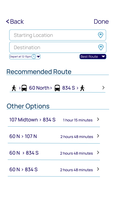 Bus Buddy Trip Search Results Page