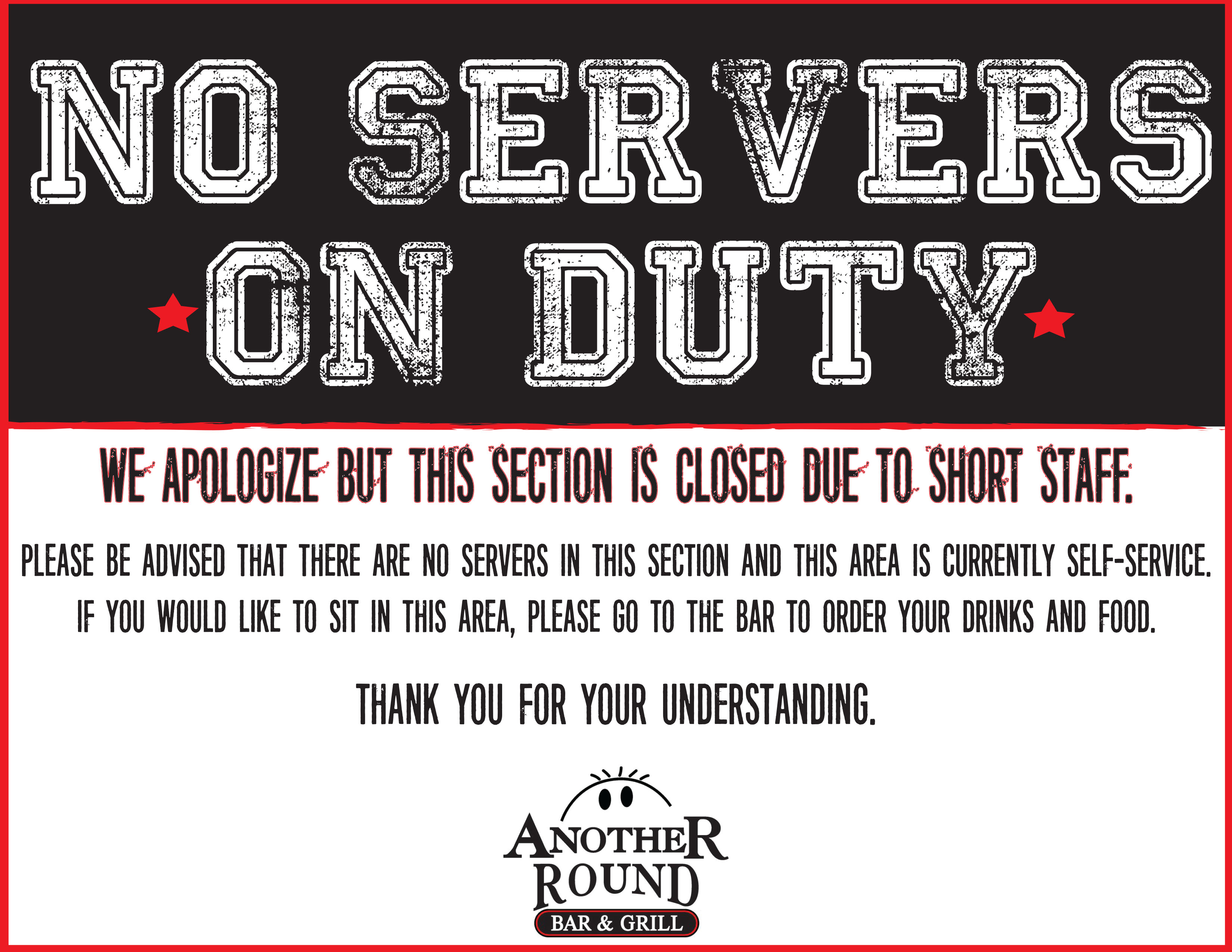 No Servers On Duty Poster