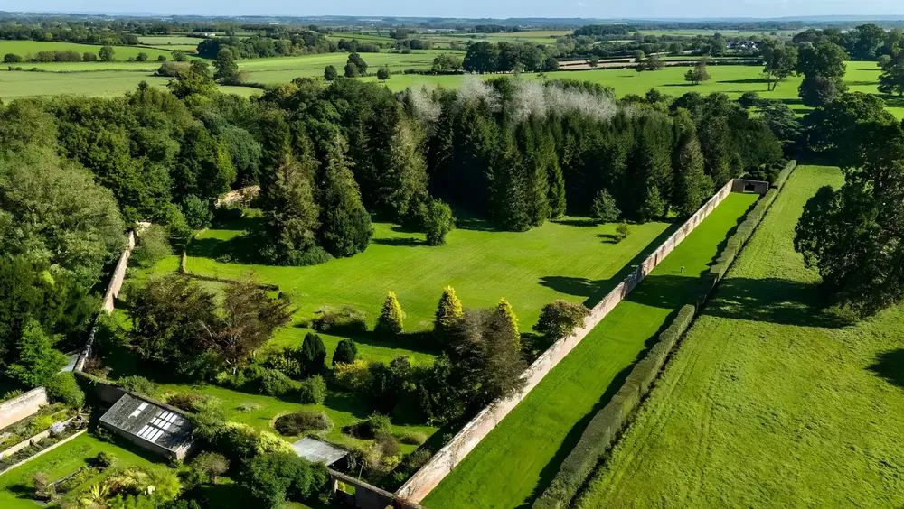 Formal gardens and parkland on an English country estate
