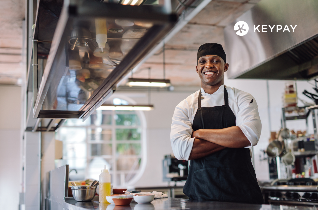 Chef smiling. Hospitality and Restaurant employee. 