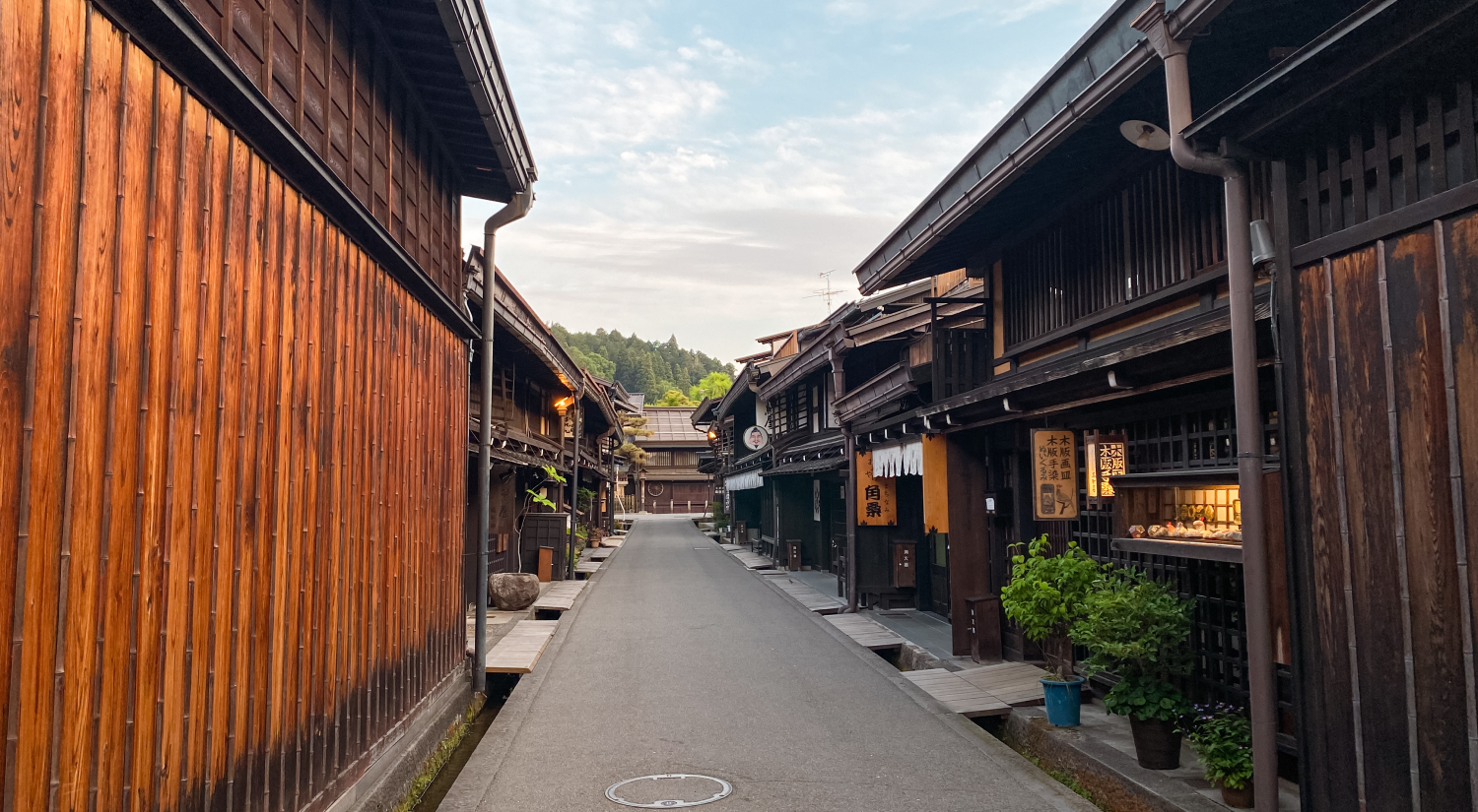 Street with wooden houses in Takayama