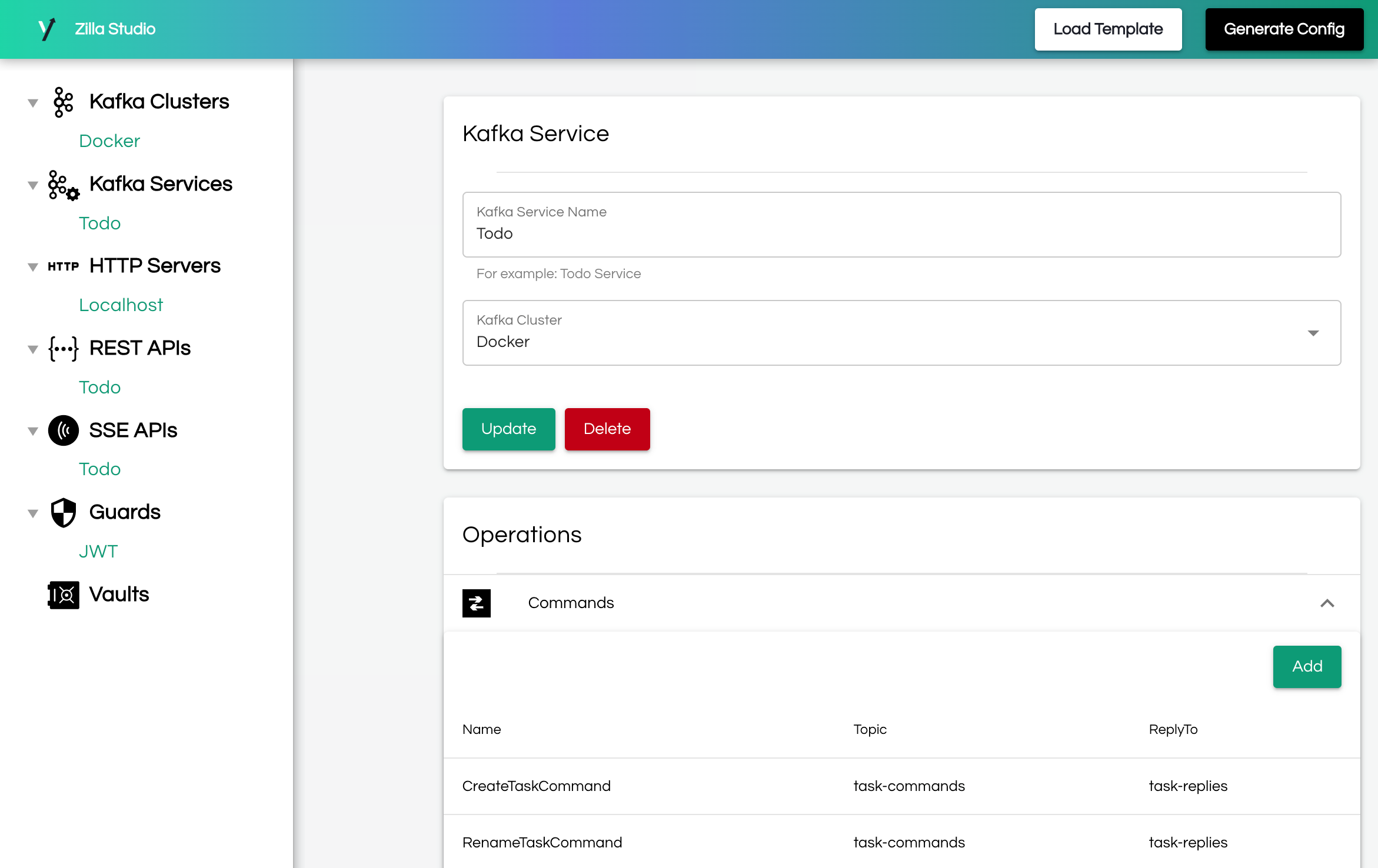 Zilla Studio Kafka Service Definition
