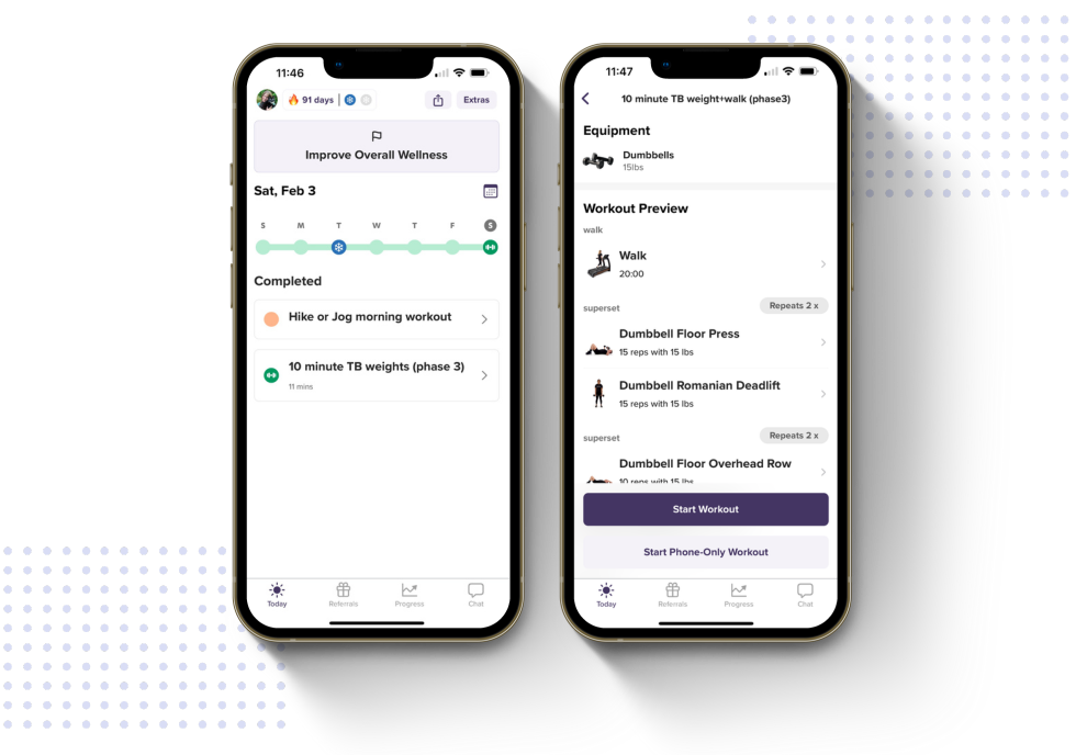 Trainwell mobile fitness app 