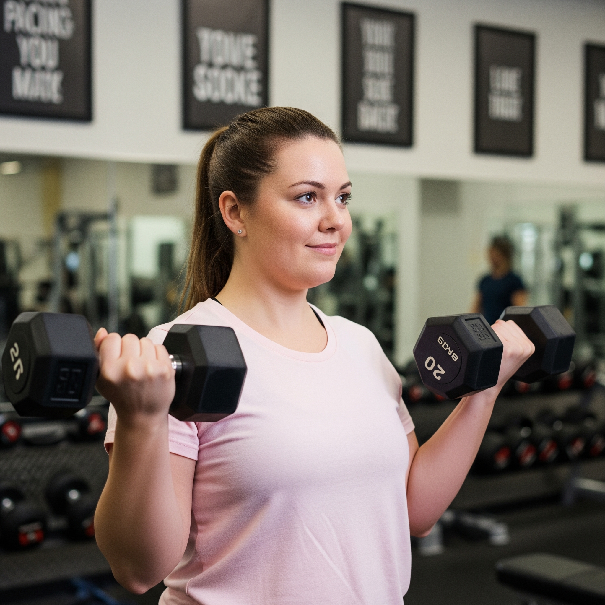 Woman on phone smiling at the affordability of trainwell fitness