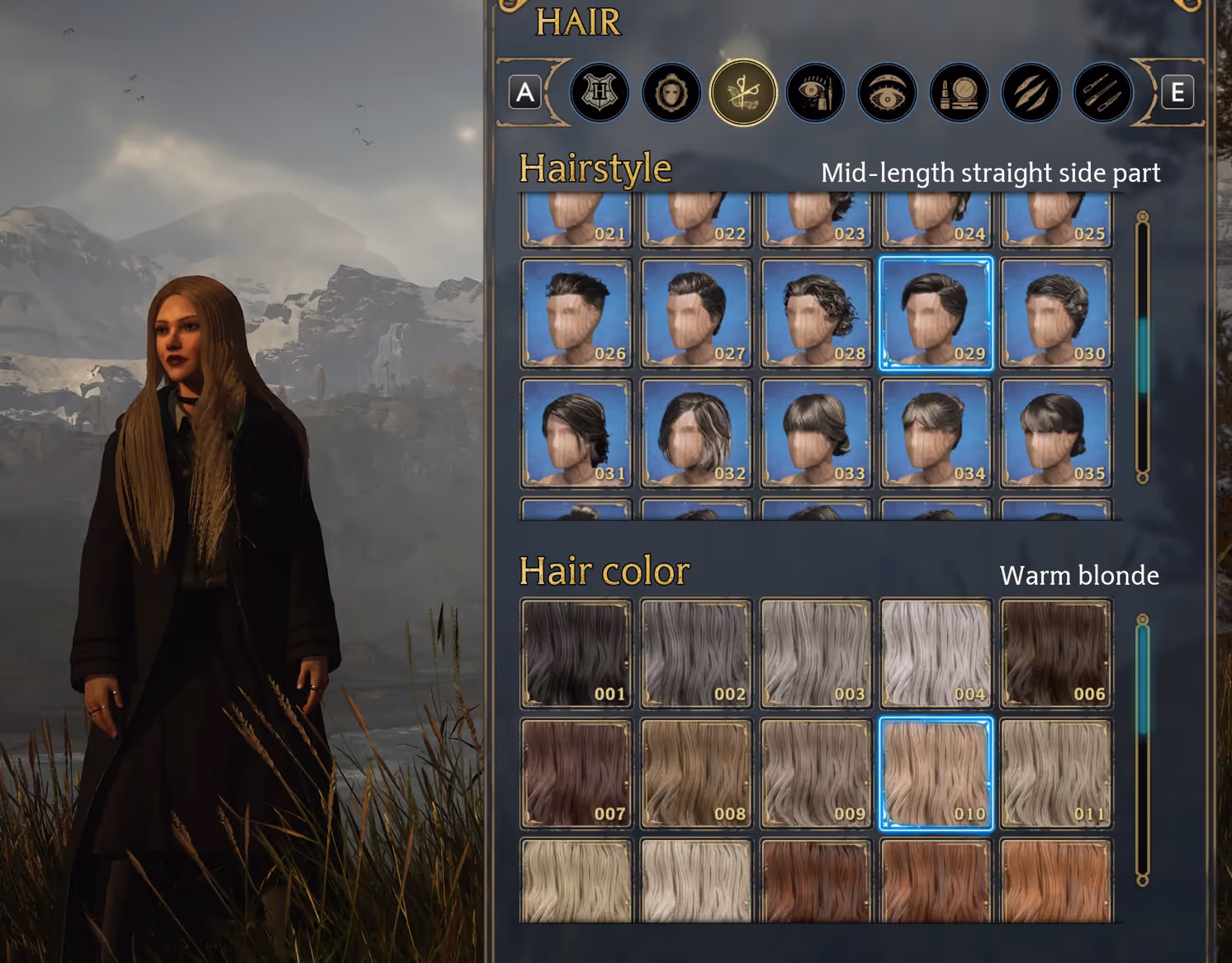 expanded character editor options in Hogwarts Legacy