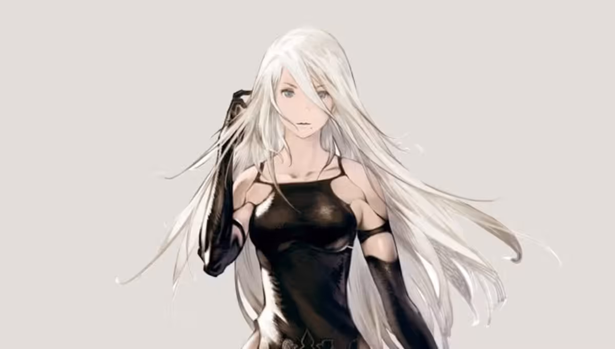 An image of A2 from NieR, a young woman with long, white hair.