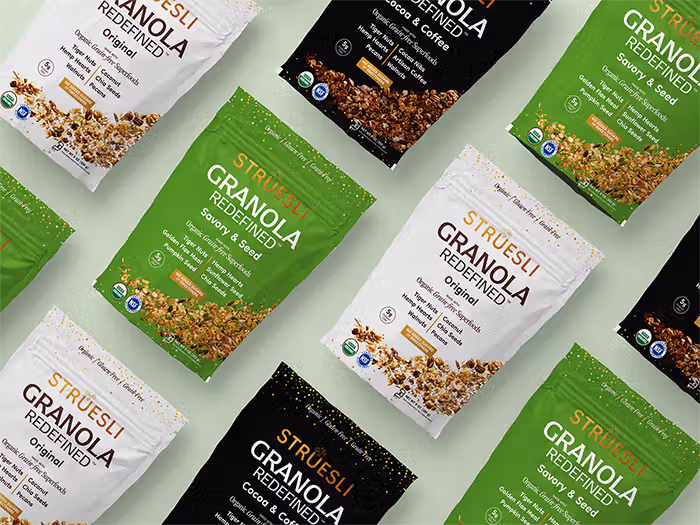 Struesli Granola Stand up Pouch Packaging Design