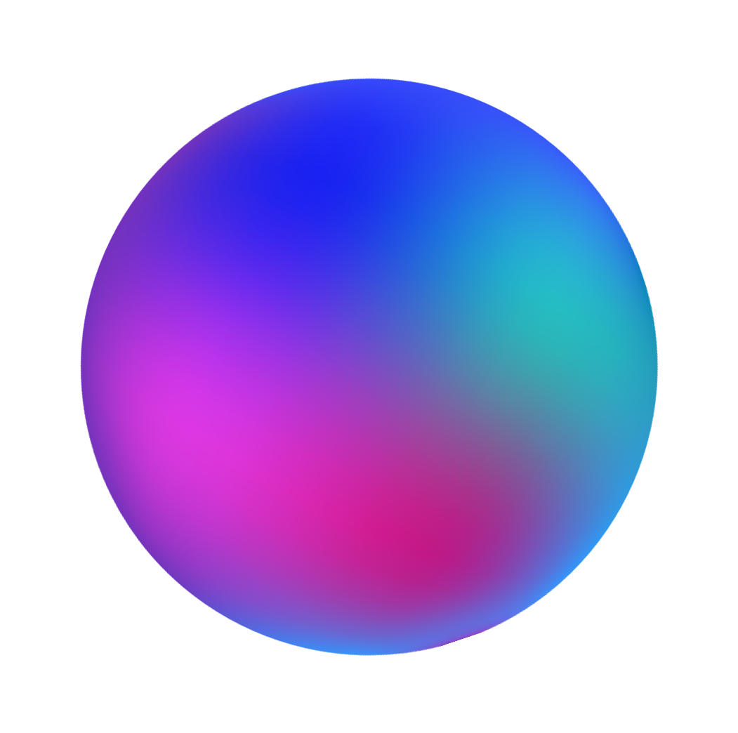 Sphere with smooth gradient color transitions blending blue, purple, pink, and teal hues.