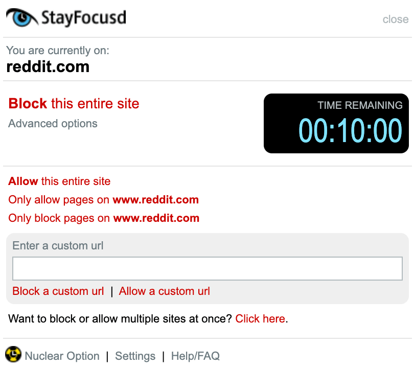 StayFocusd Chrome extension