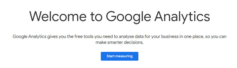 Google Analytics landing page