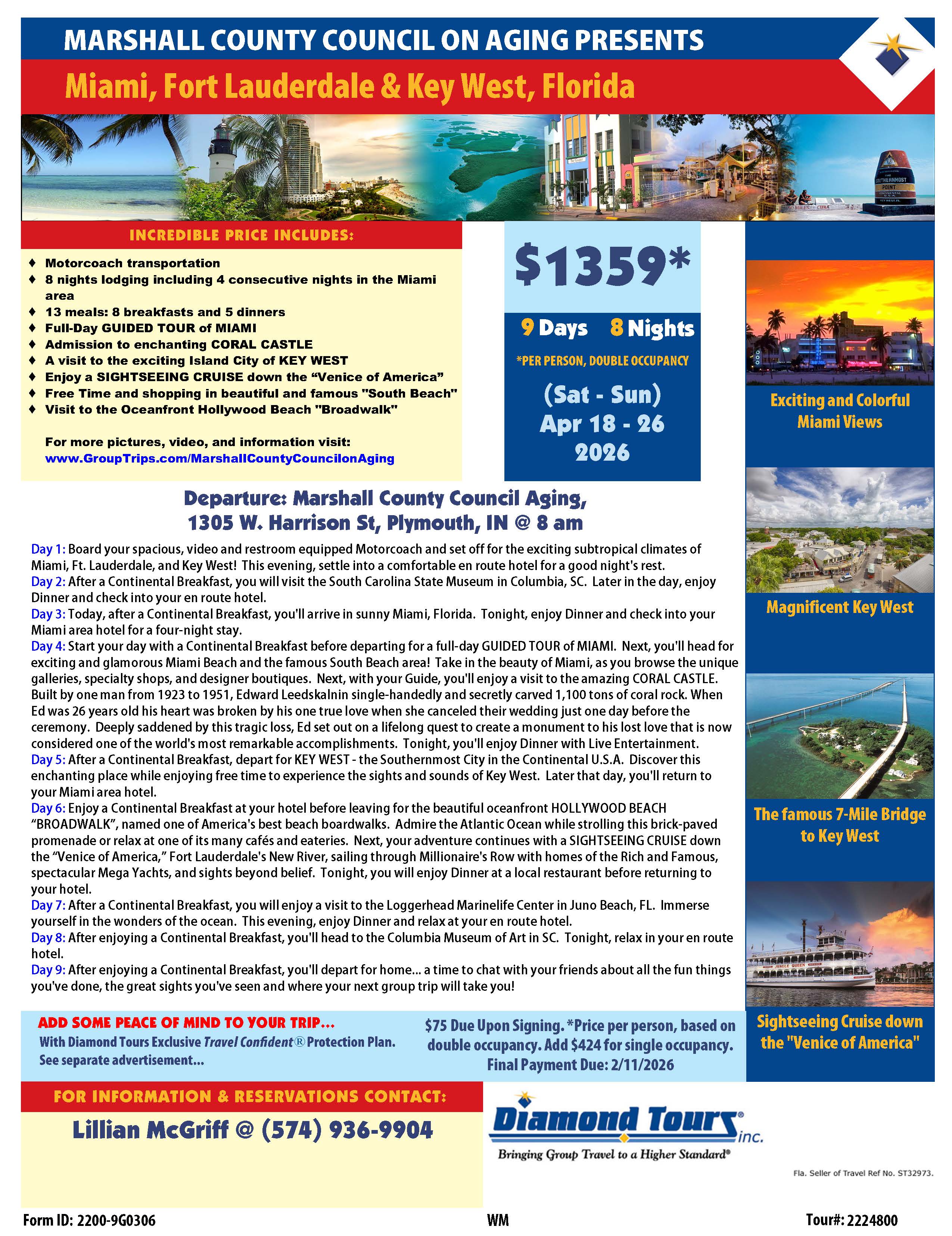 Marshall County Council on Aging Miami, Fort Lauderdale & Key West Trip