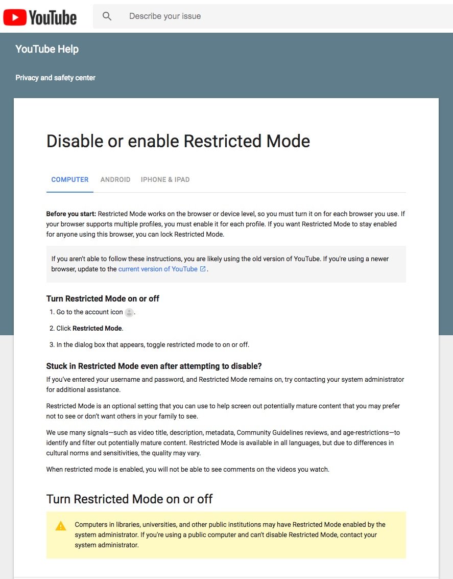 GAC restricted mode