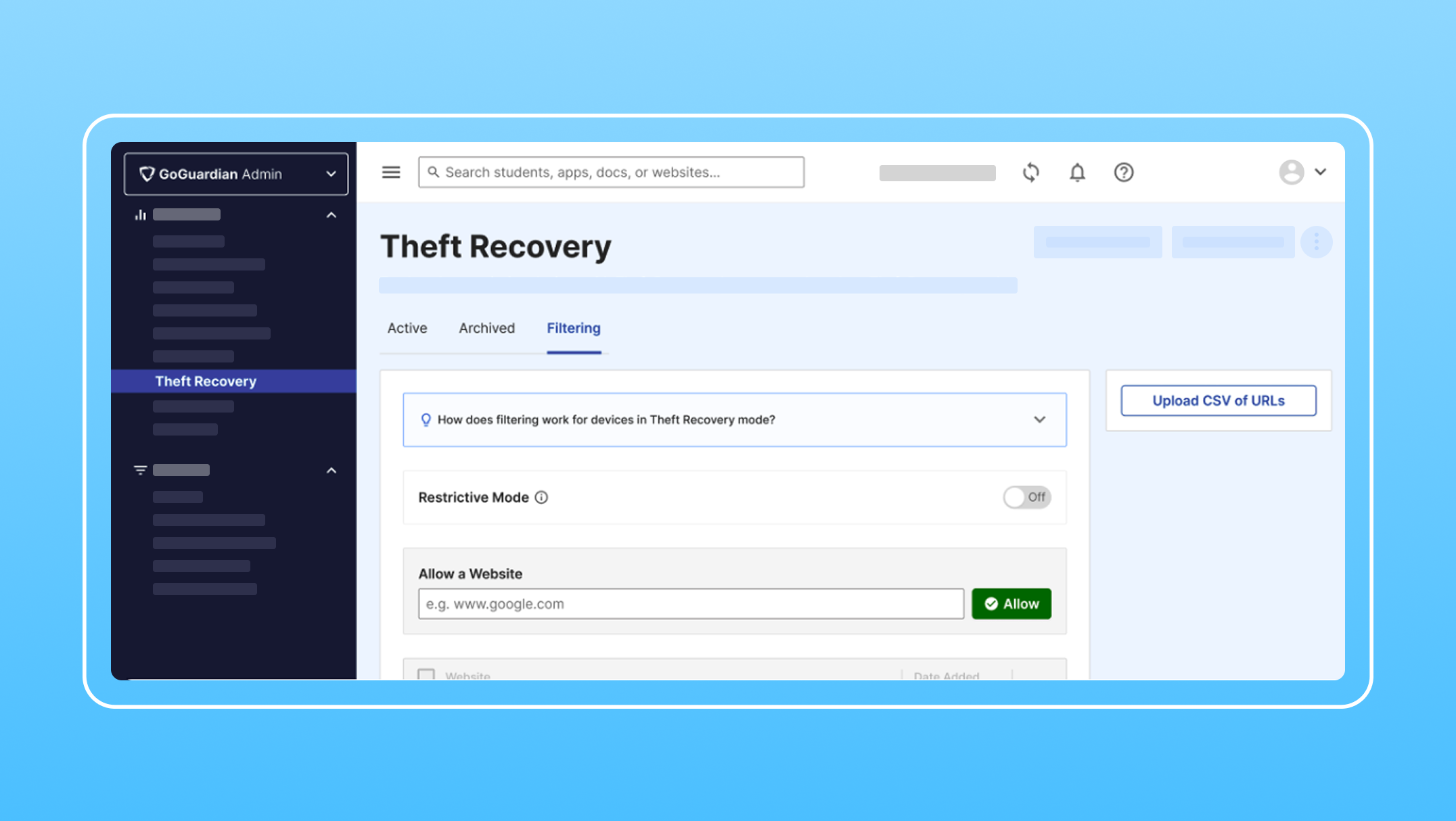A screencap that says theft recovery