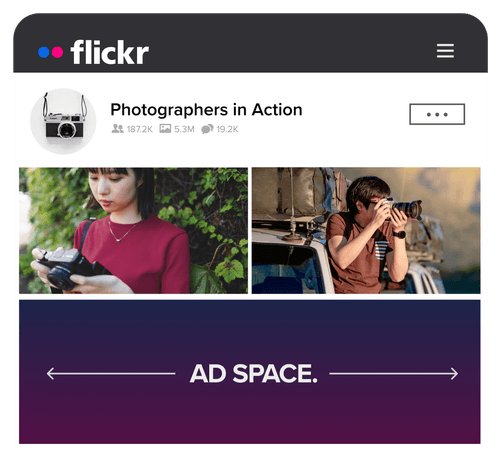 Example mockup of an ad on Flickr for Adobe Lightroom & Photoshop
