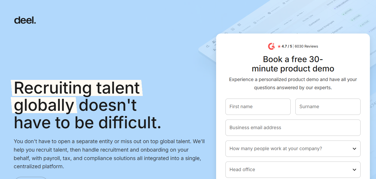 Best EOR for startups Deel