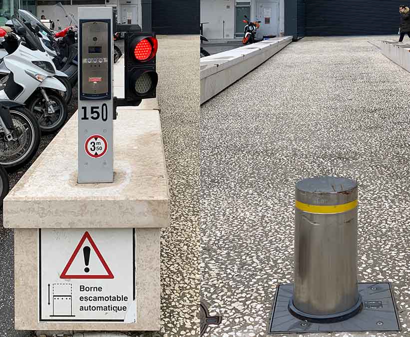 Signalisation d’une borne d’entrée de parking du personnel