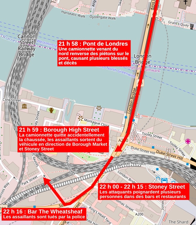 Déroulement des attentats du 03-06-2017 du pont de Londres