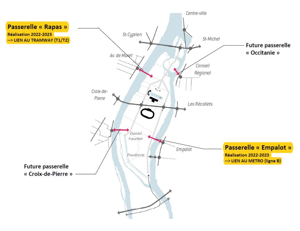 Plan des nouvelles infrastructures de l’île du Ramier 