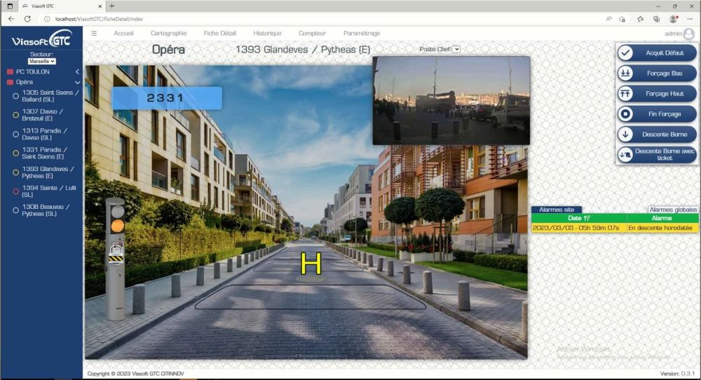 Écran de contrôle d’un point de contrôle d’accès par le logiciel Viasoft GTC - source CITINNOV