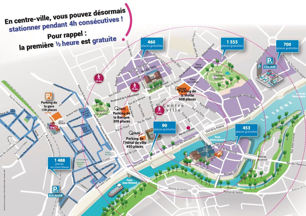 Plan des parkings de Chalon-sur-Saône