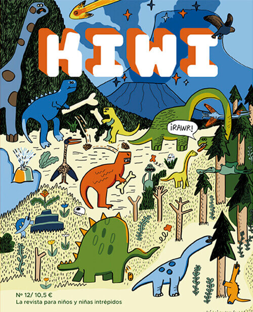 Revista Kiwi para niños intrépidos, números dinosaurios