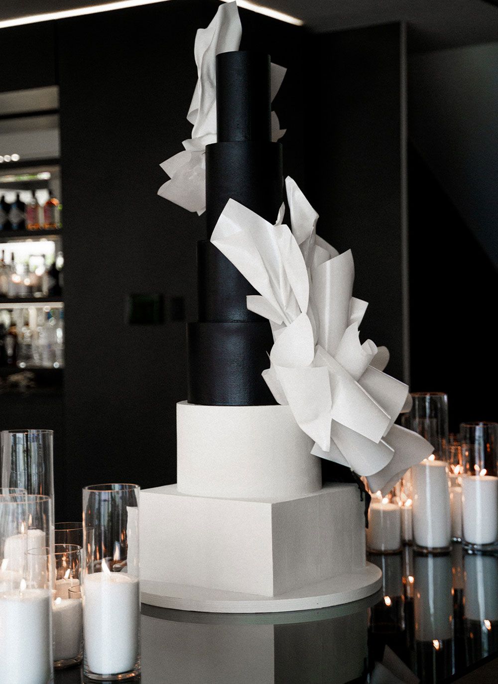 image of candles on tables with bride