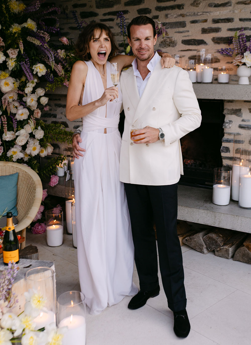 image of candles on tables with bride