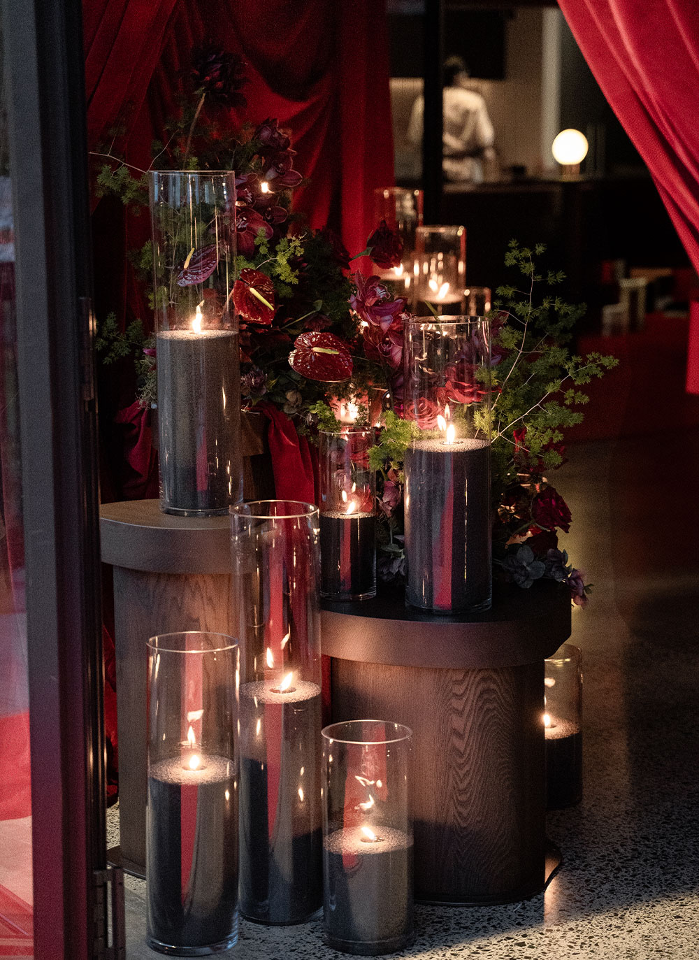 image of candles on tables with bride