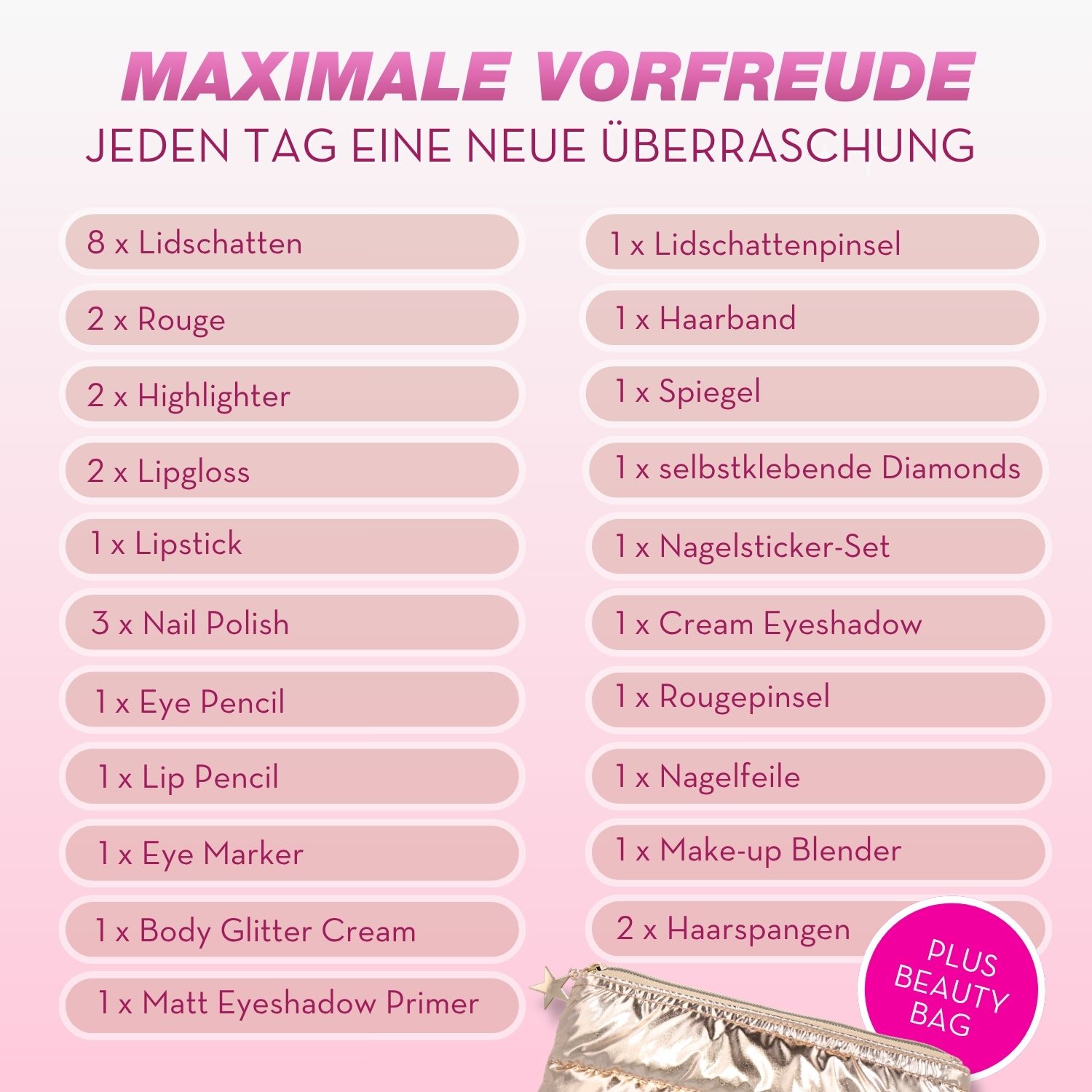 Inhaltsangabe beauty adventskalender snowflake cube cherry red zmile cosmetics
