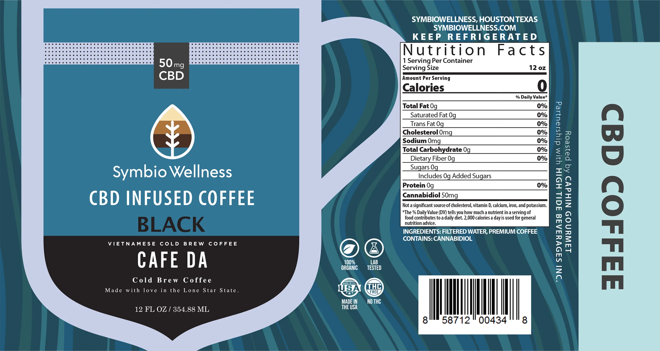 Symbio Wellness CBD Caphin Black coffee product packaging design