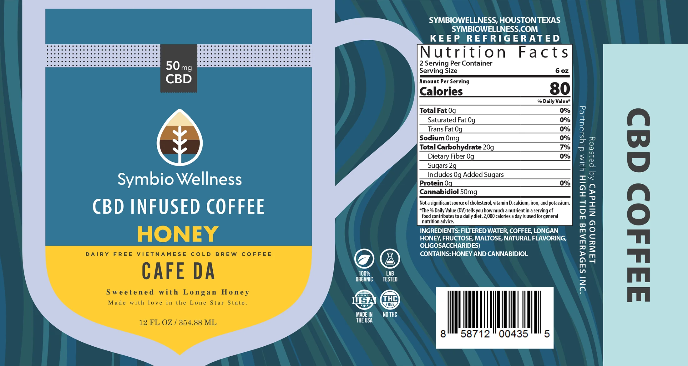 Symbio Wellness CBD Caphin Honey product packaging design