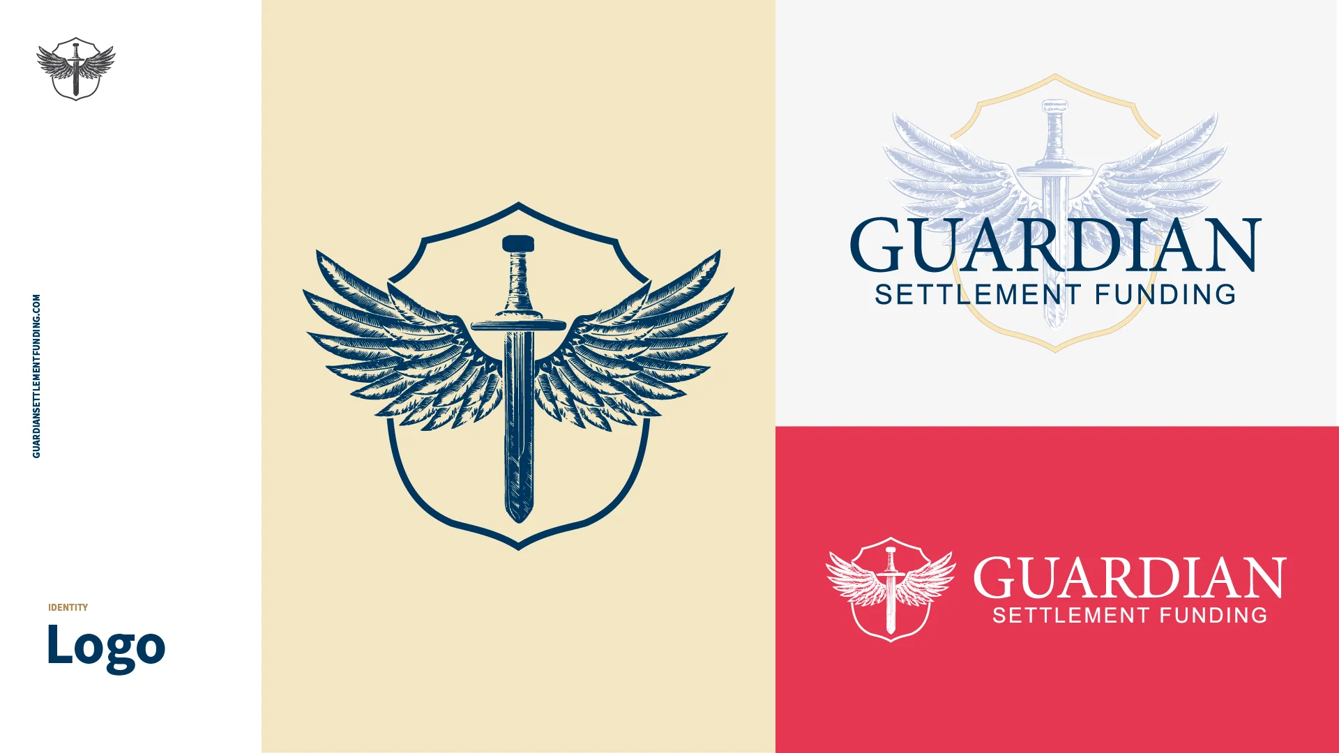 Guardian Settlement Funding logo design with brand mark and wordmark variations