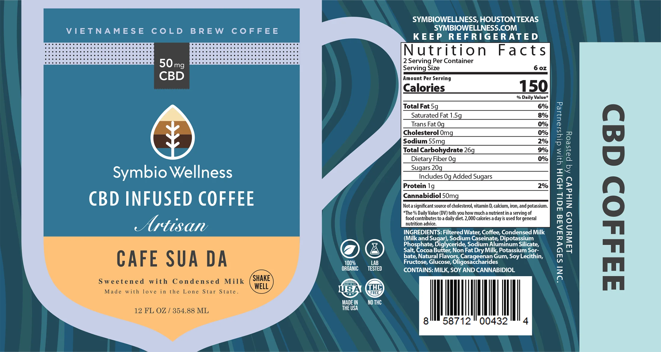 Symbio Wellness CBD Caphin Artisan Cold Brew product packaging design